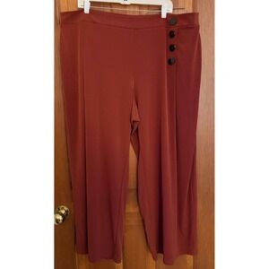 Susan Graver Everyday Wide-Leg Pants Womens 2XP Petite Terracotta Liquid Knit